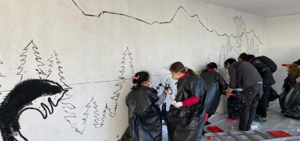 2020 - Taller de incentivación a la lectura y pintura mural Joulupukki en Manoteras